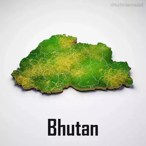 Bhutan country map 3d model