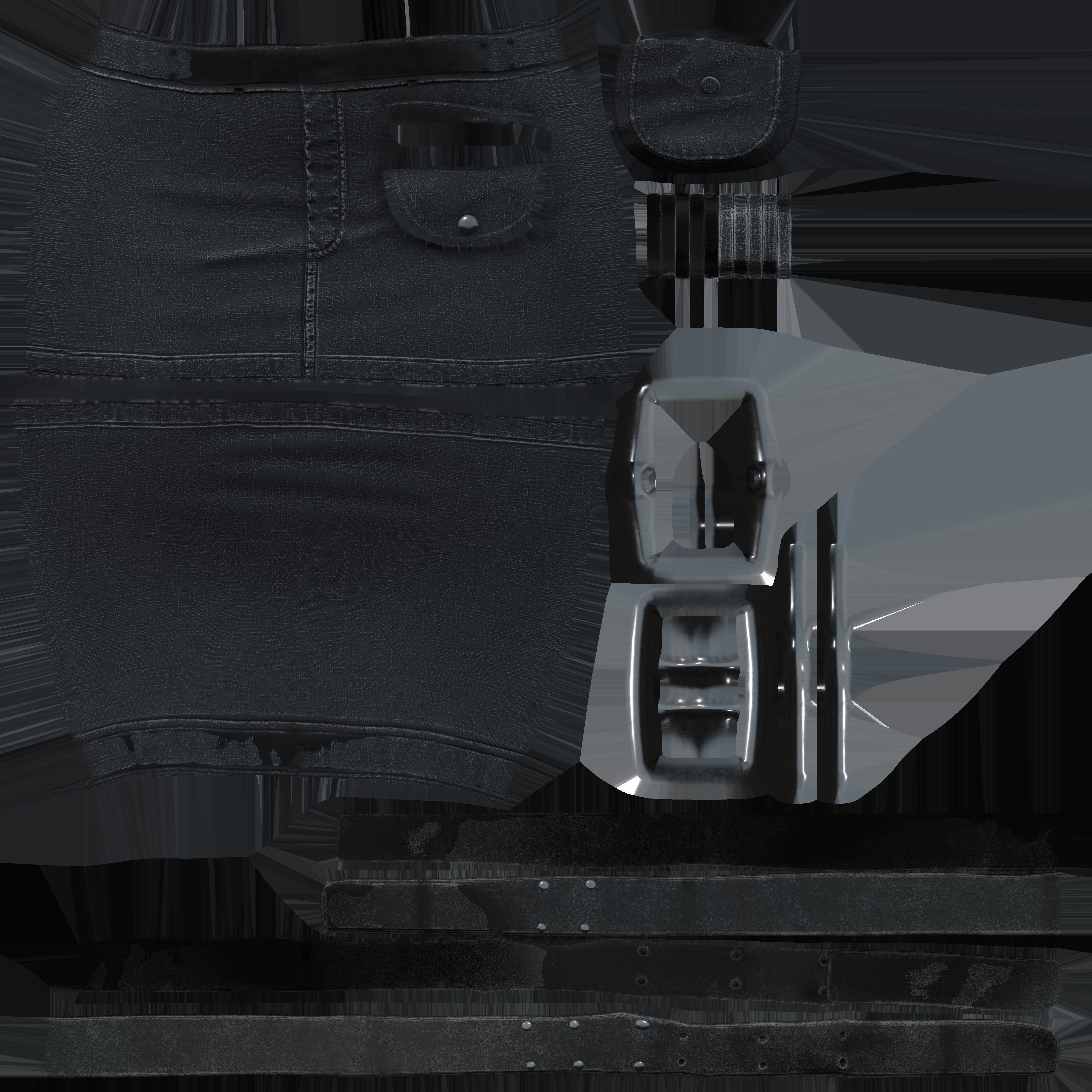 Belt Front Utility Pocket Mini Denim Skirt Low-poly 3D model_9