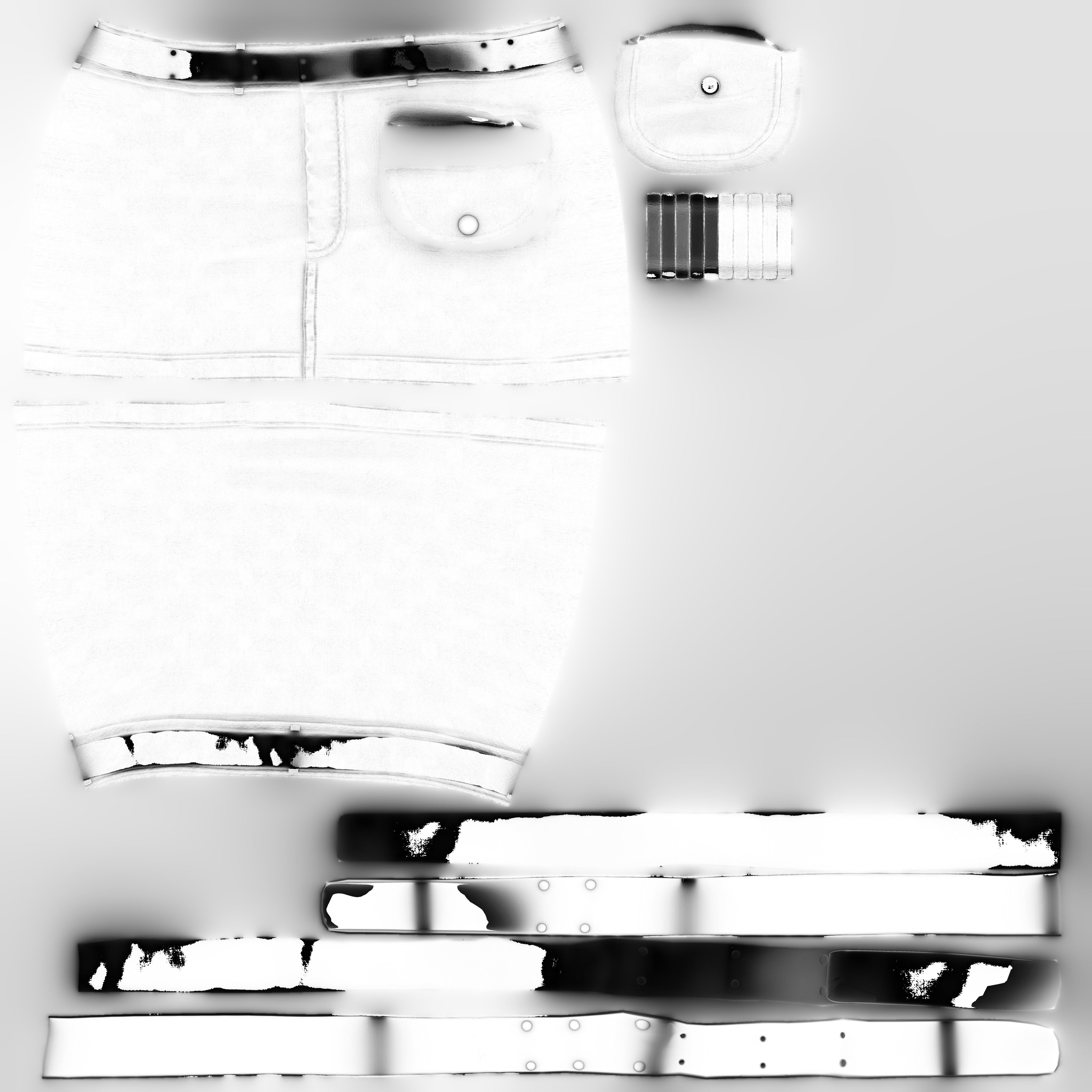 Belt Front Utility Pocket Mini Denim Skirt Low-poly 3D model_12