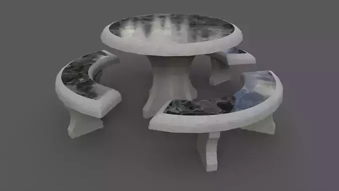 PBR Concrete Picnic Table B Low-poly 3D model