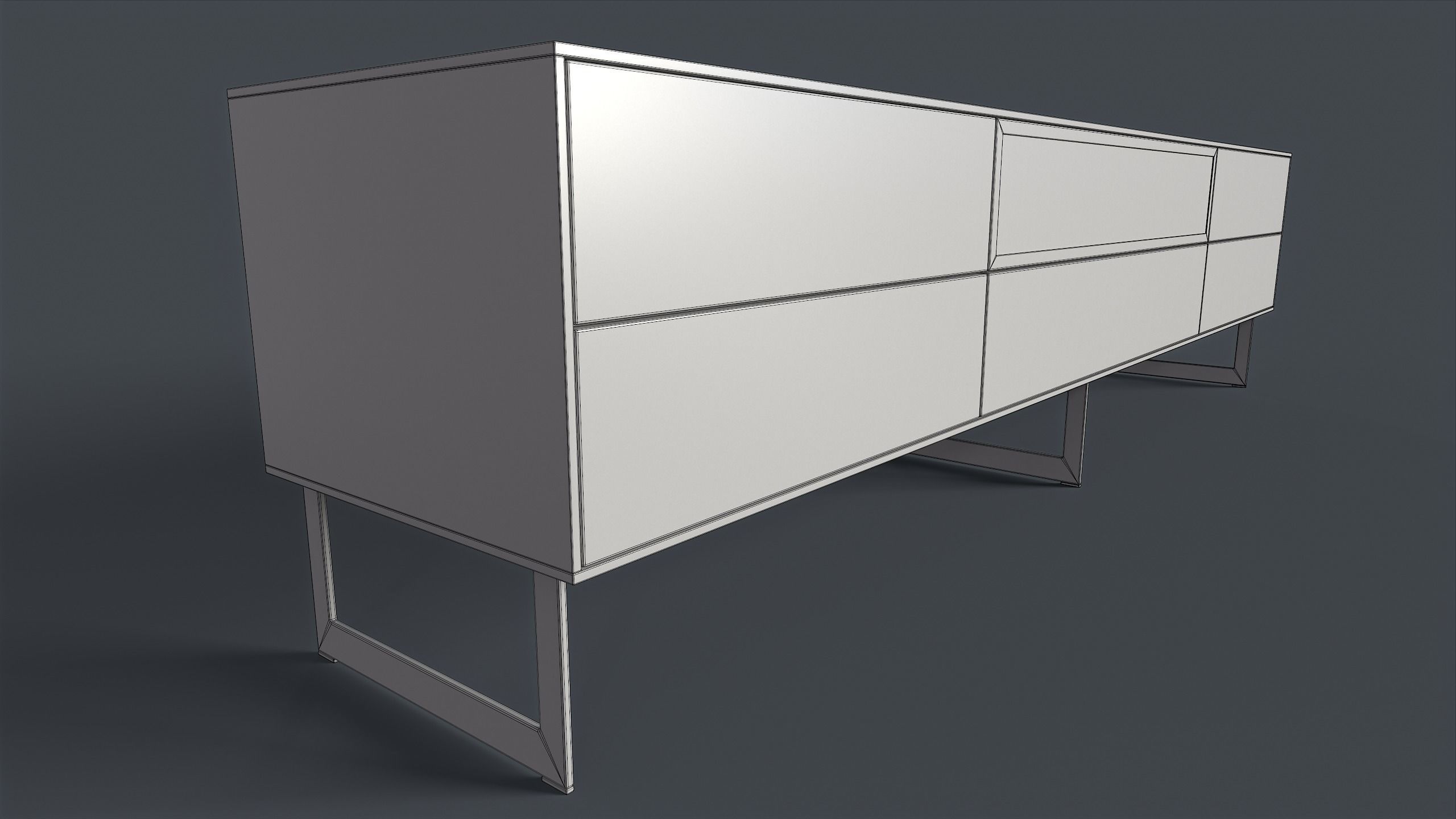 Bellagio TV Dresser 1 PBR Game Ready Low-poly 3D model_16