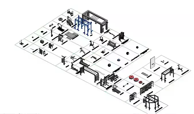 GYM Revit Families Low-poly 3D model