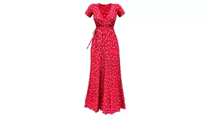 Red Polka Dots Long Summer Dress