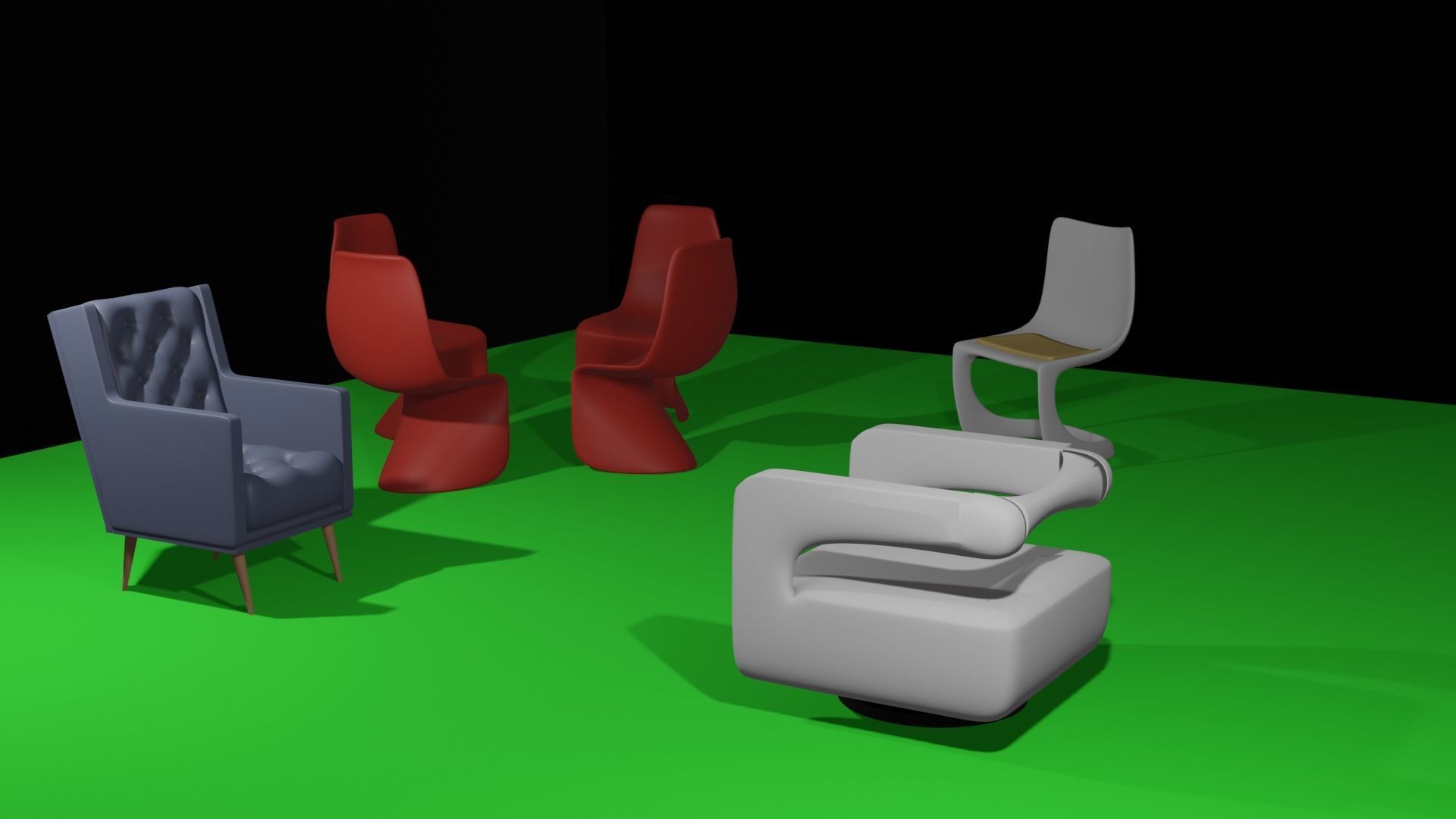 Modern Chair Set 3D model_5