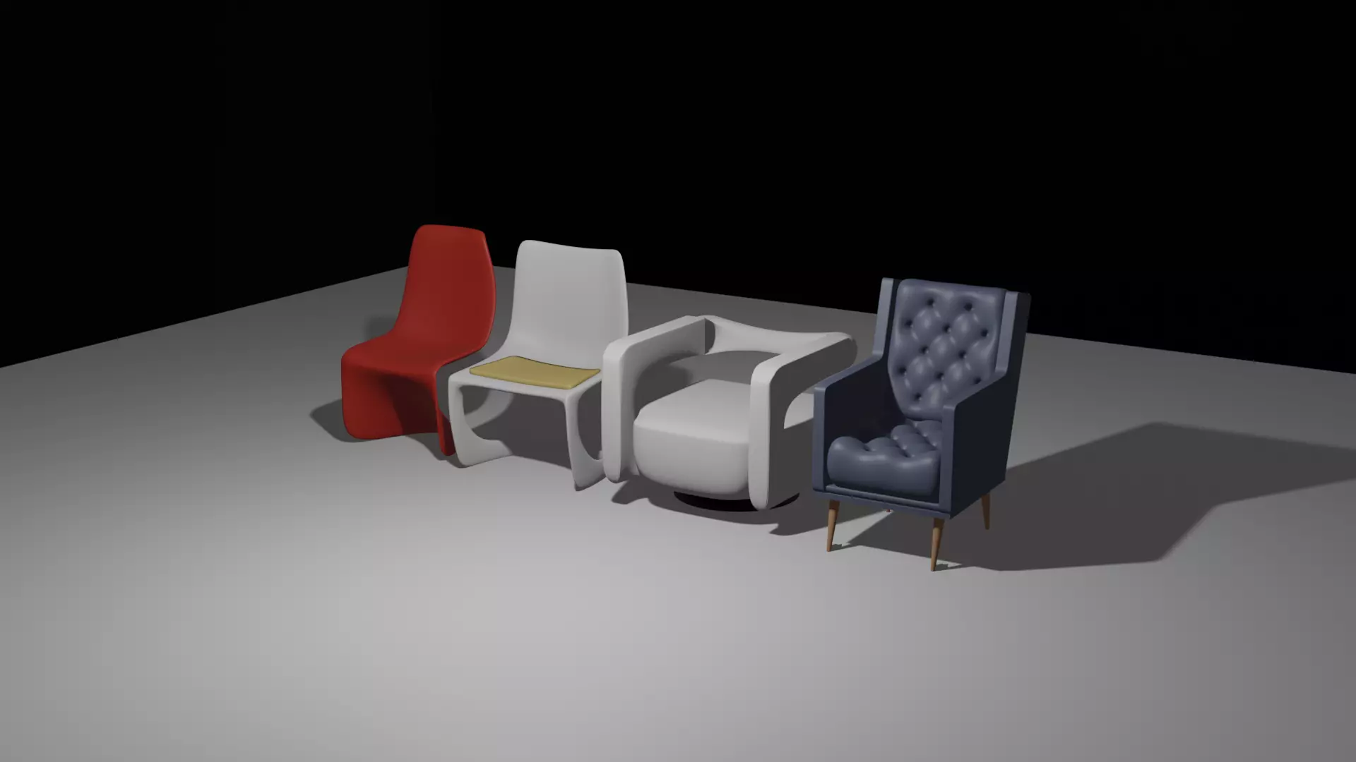 Modern Chair Set 3D model_0