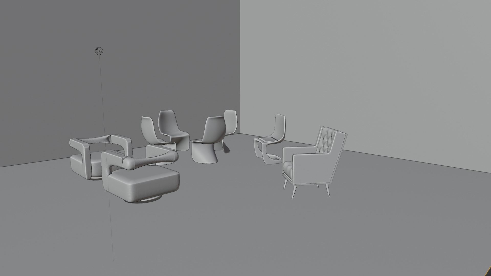 Modern Chair Set 3D model_1