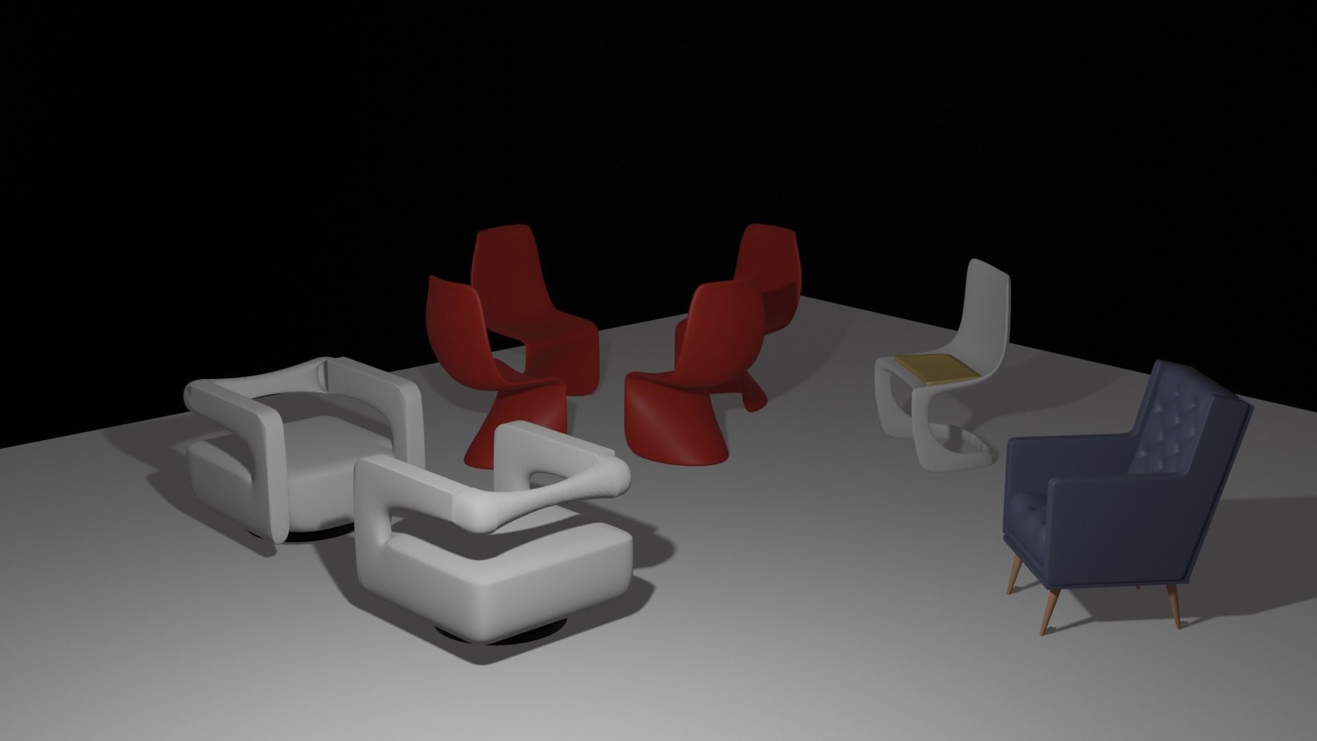 Modern Chair Set 3D model_3