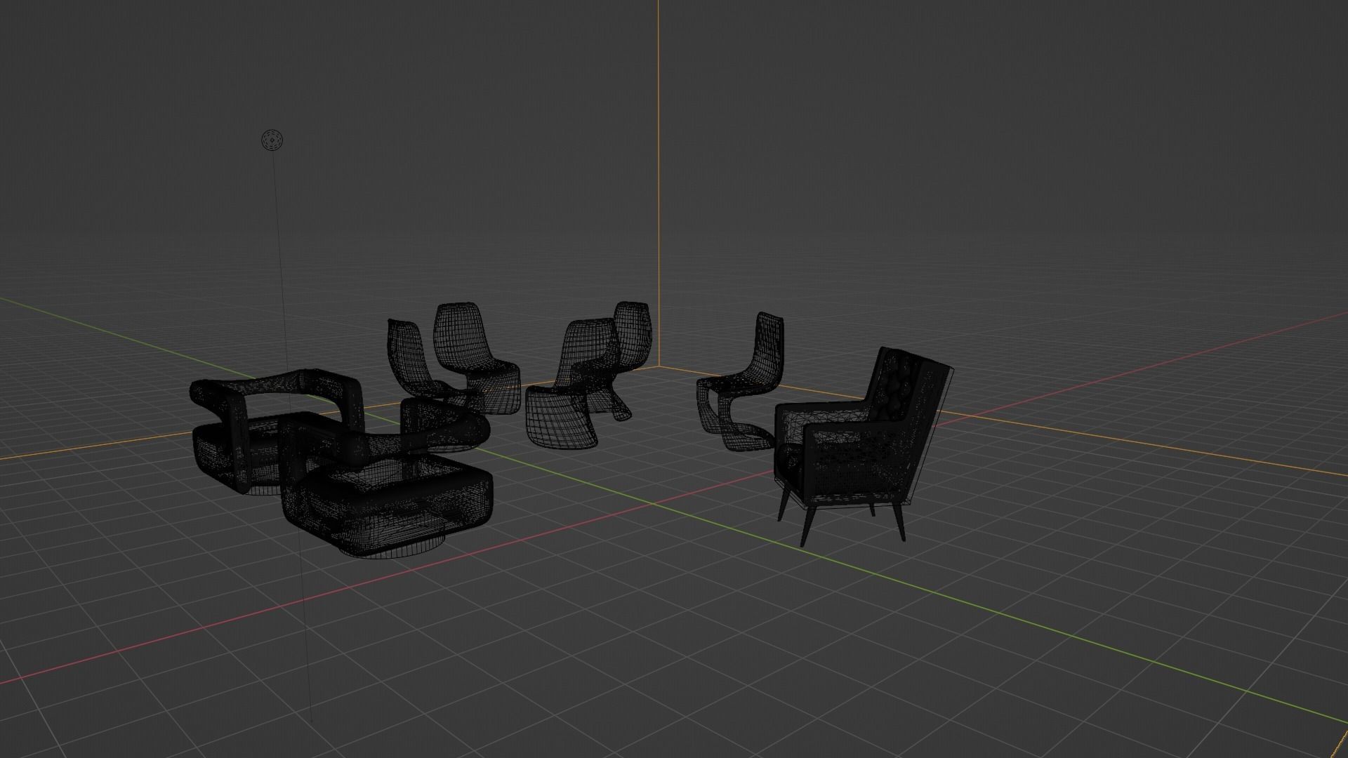 Modern Chair Set 3D model_7