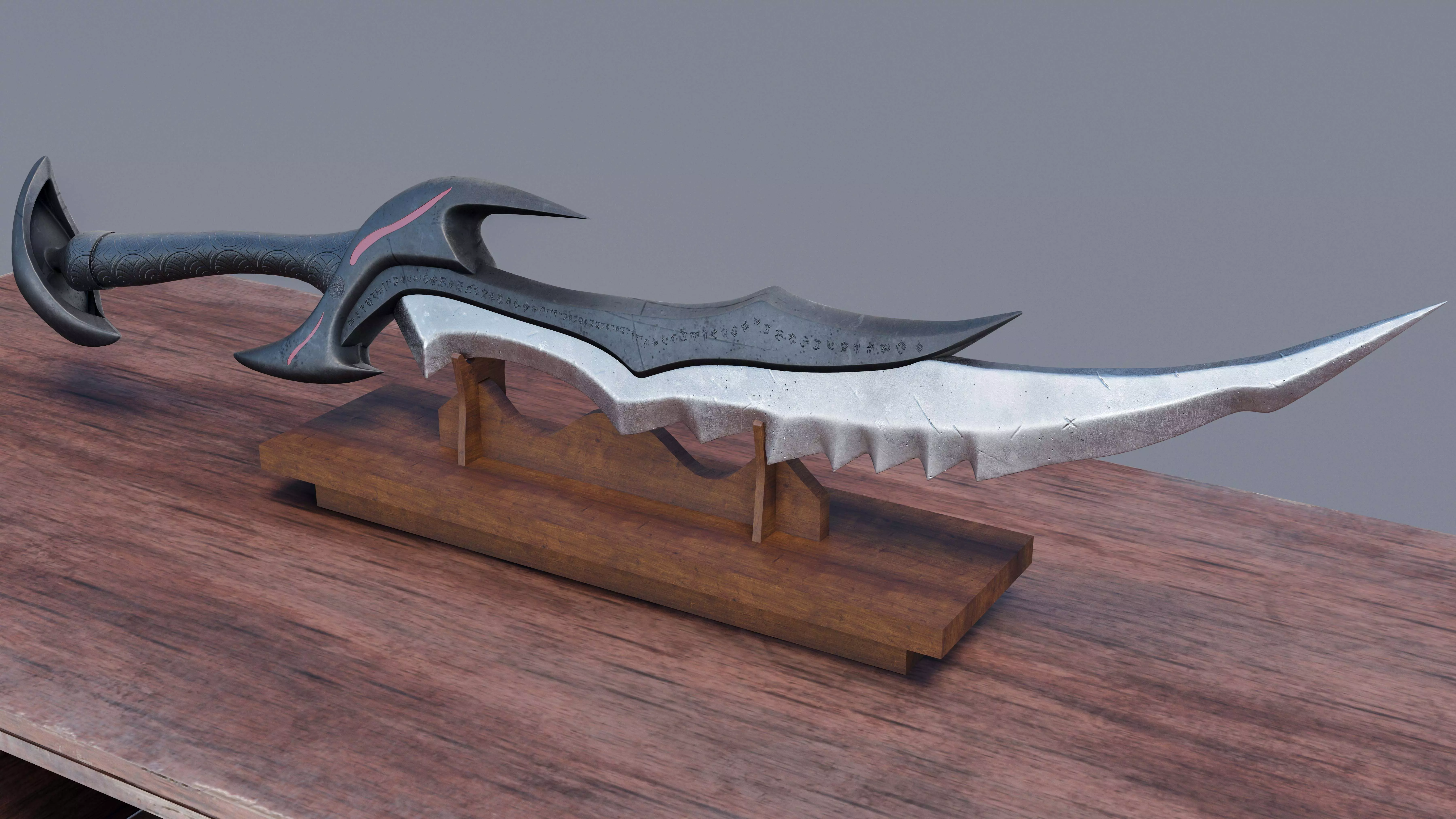 Dagger pair of swords Low-poly 3D model_0