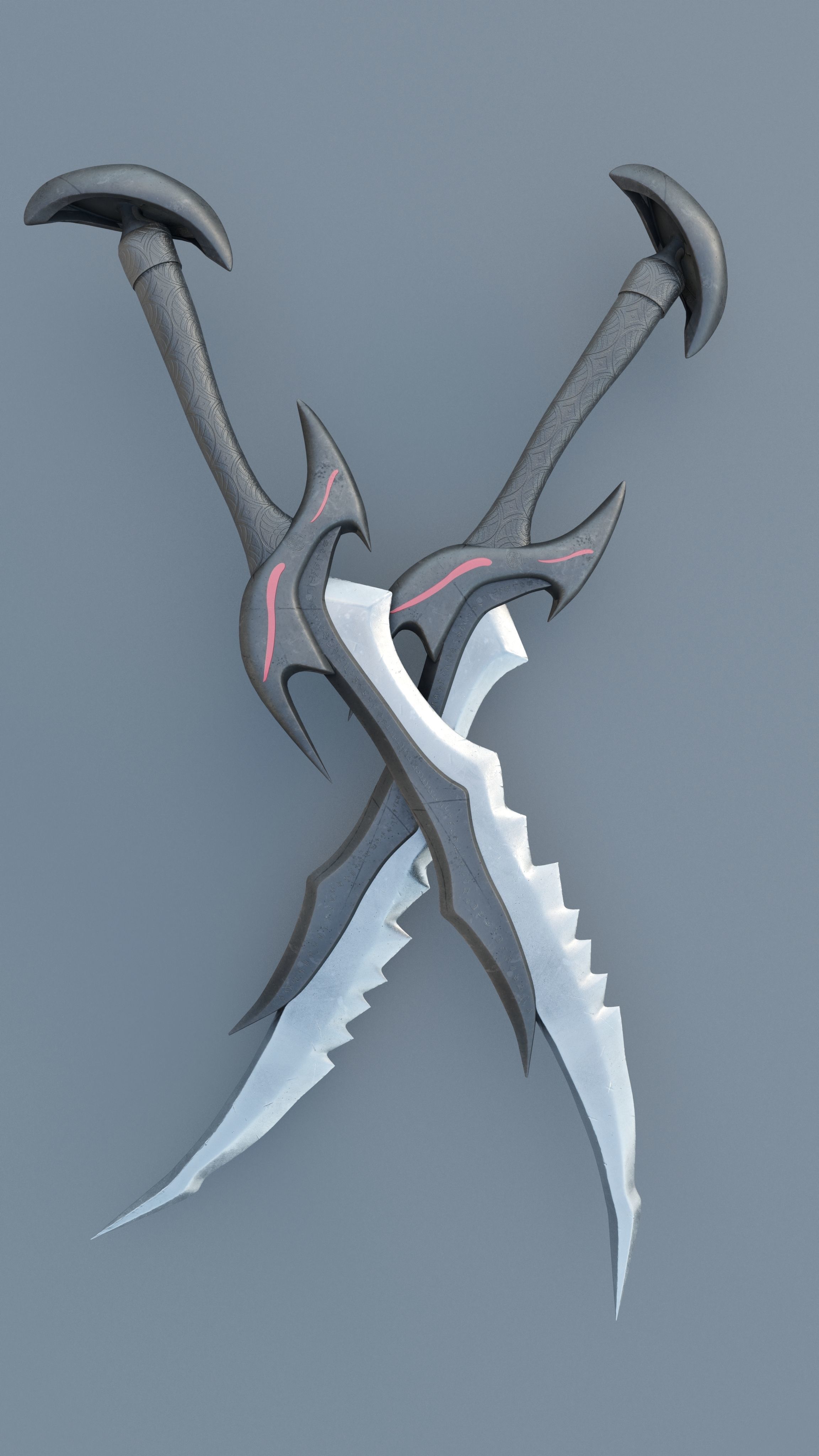 Dagger pair of swords Low-poly 3D model_4