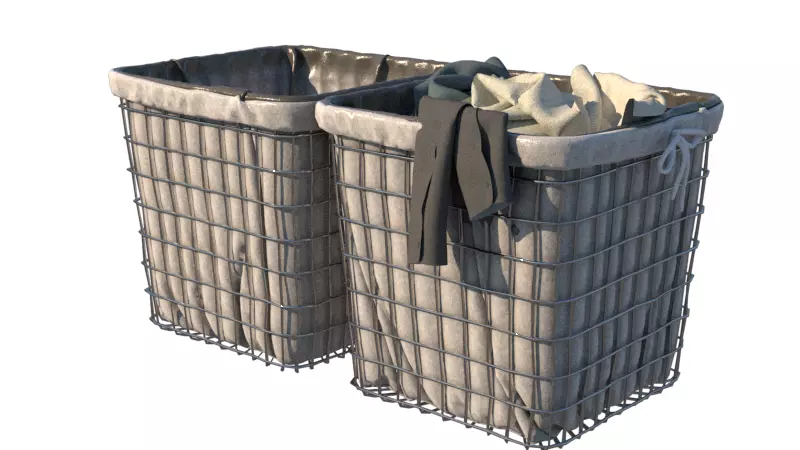 basket two laundry baskets Low-poly 3D model