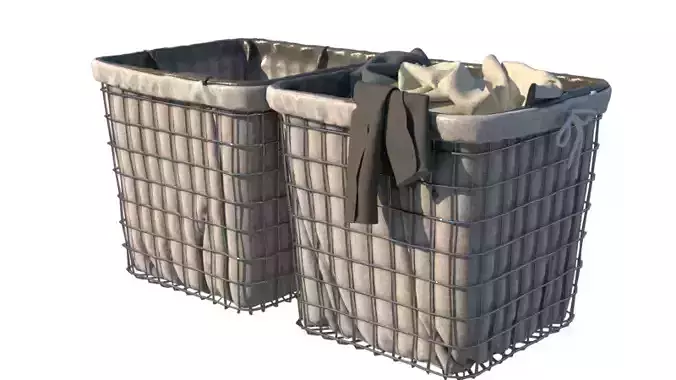 basket two laundry baskets Low-poly 3D model