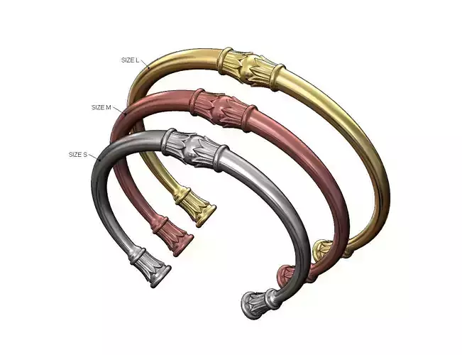 Lotus bead ornament cuff bracelet Sizes S M L