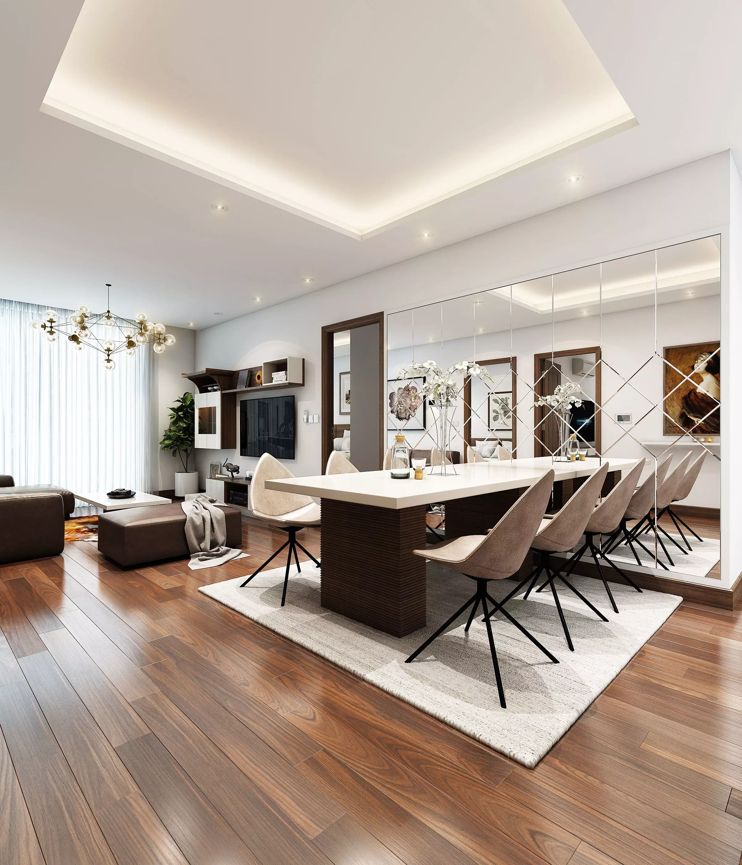 Livingroom Kitchenroom and Dinningroom 3dmodel V-ray Scene 3D model