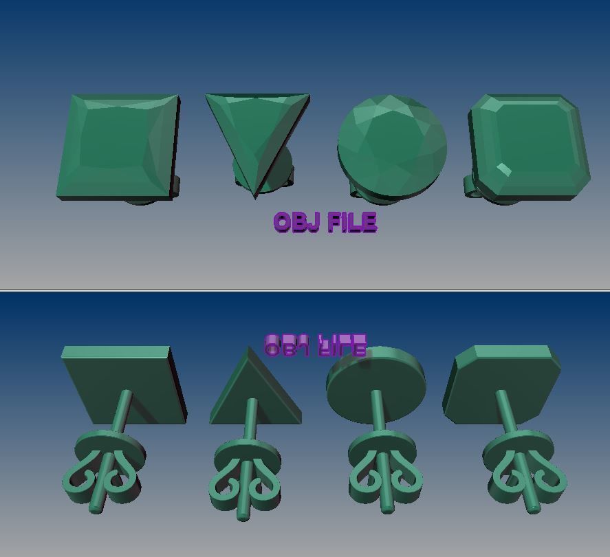 Diamond Shape Stud Earring Mix Size 3D print model_6
