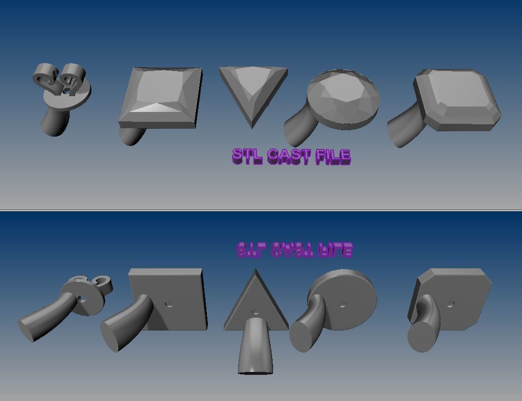 Diamond Shape Stud Earring Mix Size 3D print model_4