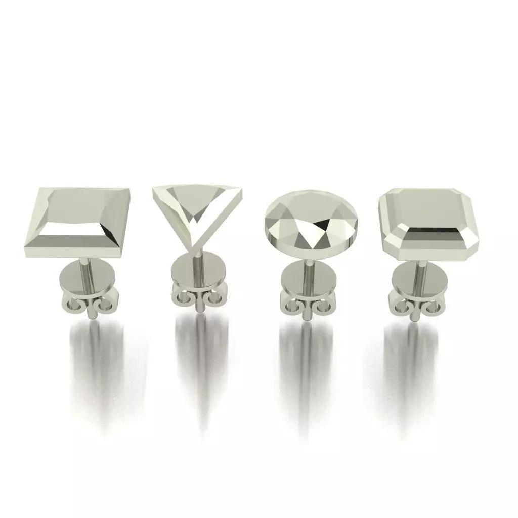 Diamond Shape Stud Earring Mix Size 3D print model_0