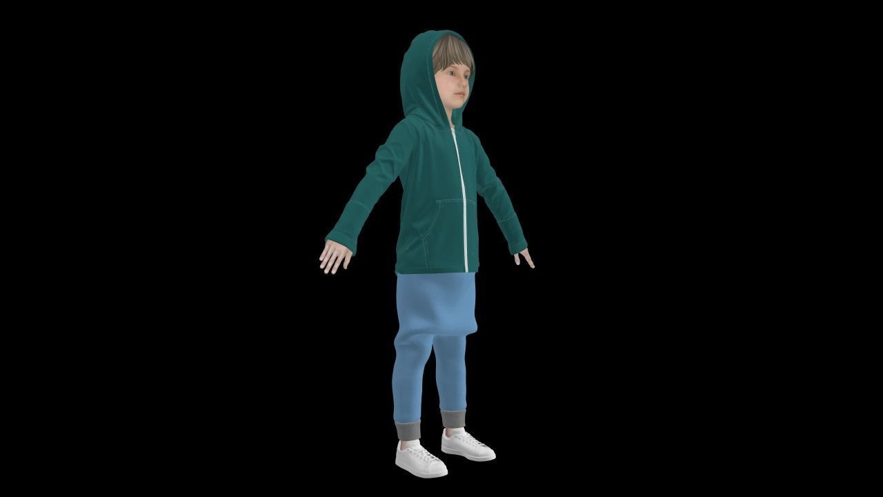 Kid Sweatshirt with Hoodie Collection 3D model 3D model_2