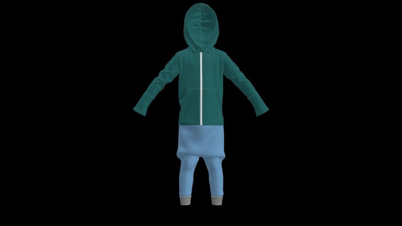 Kid Sweatshirt with Hoodie Collection 3D model 3D model_1