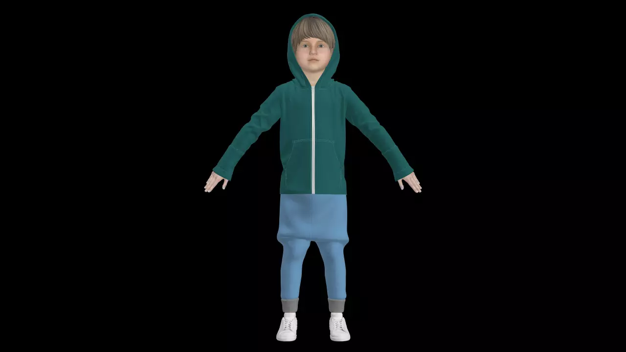 Kid Sweatshirt with Hoodie Collection 3D model 3D model_0