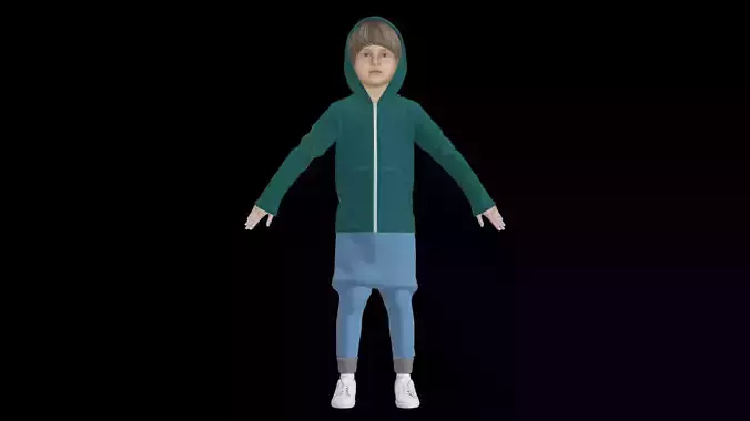 Kid Sweatshirt with Hoodie Collection 3D model