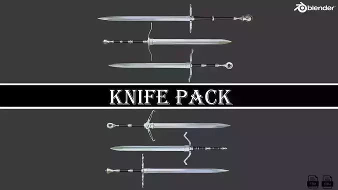 Knife Pack 6 Models Low-poly 3D model