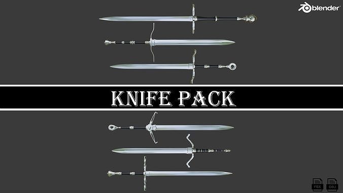 Knife Pack 6 Models Low-poly 3D model