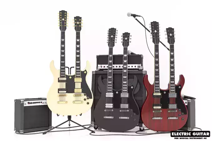 Electric Guitar Part 7 Low-poly 3D model