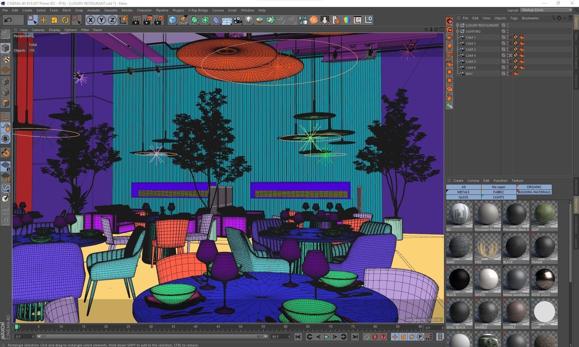 Corona - C4D Scene files - Luxury Restaurant Interior 3D model_16