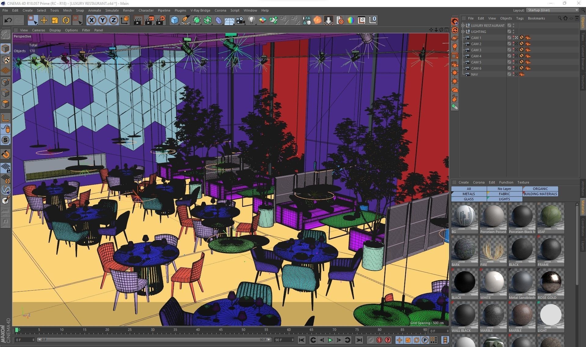 Corona - C4D Scene files - Luxury Restaurant Interior 3D model_13