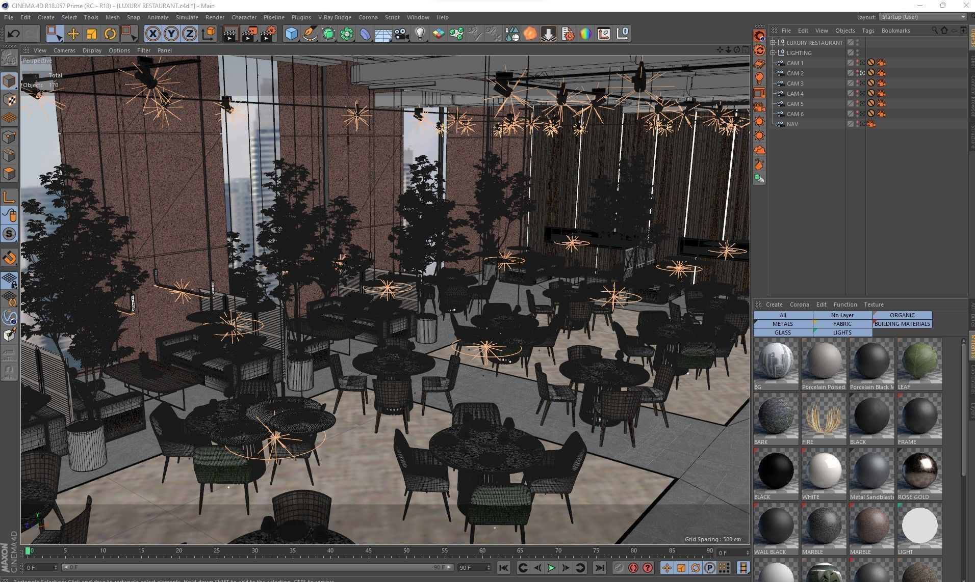 Corona - C4D Scene files - Luxury Restaurant Interior 3D model_8