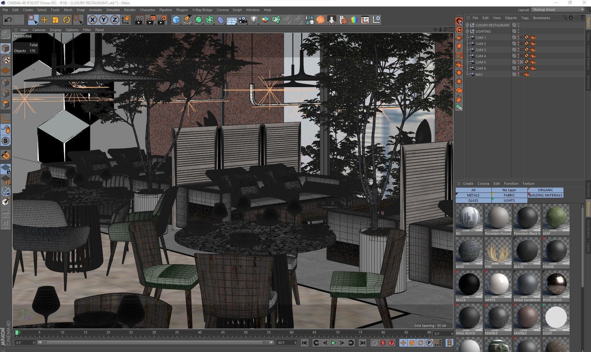 Corona - C4D Scene files - Luxury Restaurant Interior 3D model_11
