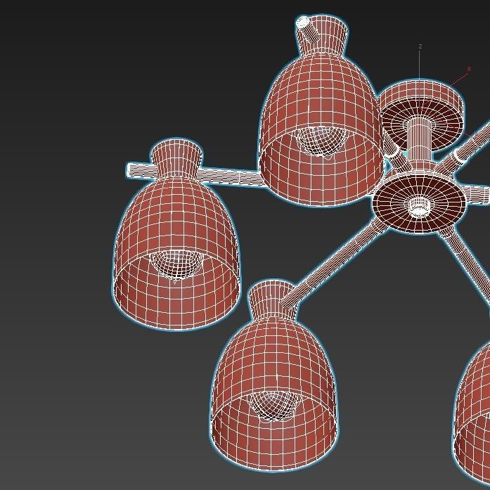 folke six light ceiling fixture gold 3D model_4