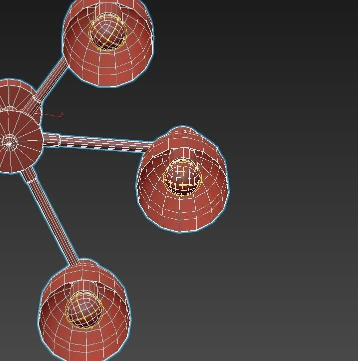 folke six light ceiling fixture gold 3D model_7