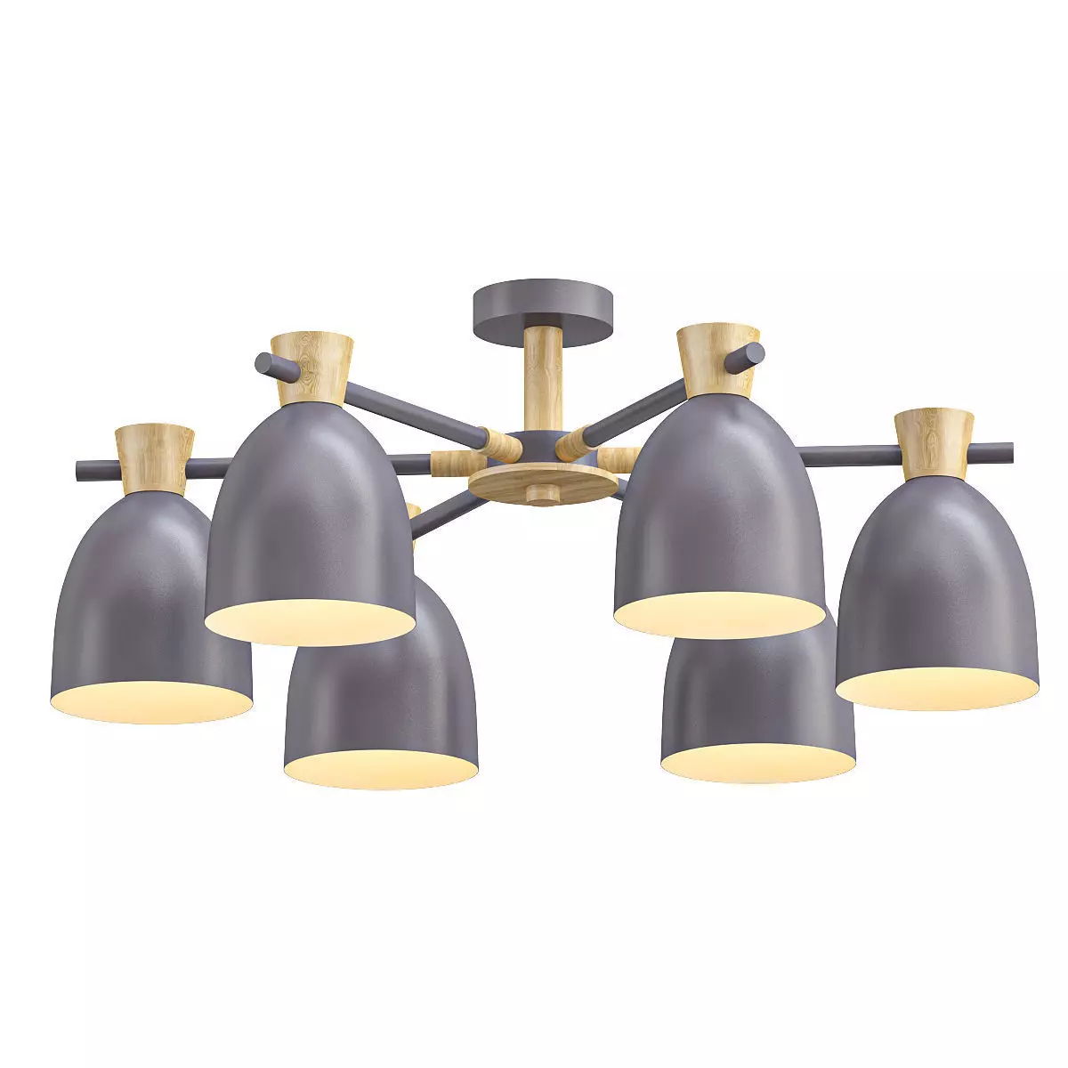 folke six light ceiling fixture gold 3D model_0