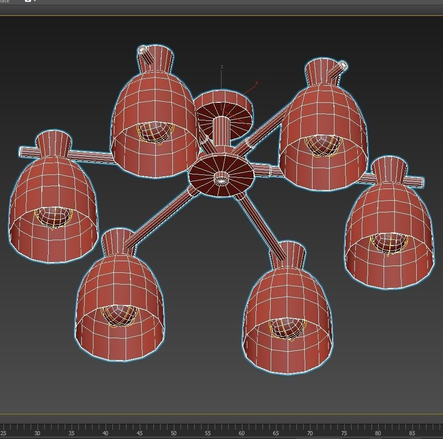 folke six light ceiling fixture gold 3D model_6