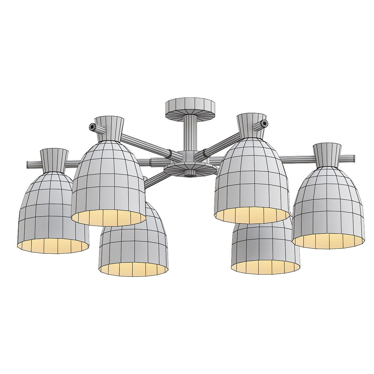 folke six light ceiling fixture gold 3D model_1
