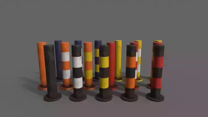 PBR Bollard Clean-Rusty Low-poly 3D model