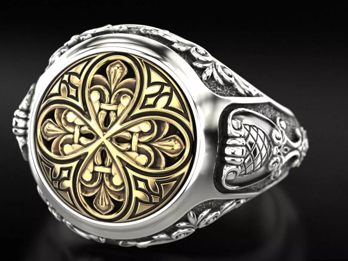 Antique patterned ring 709 3D print model_0