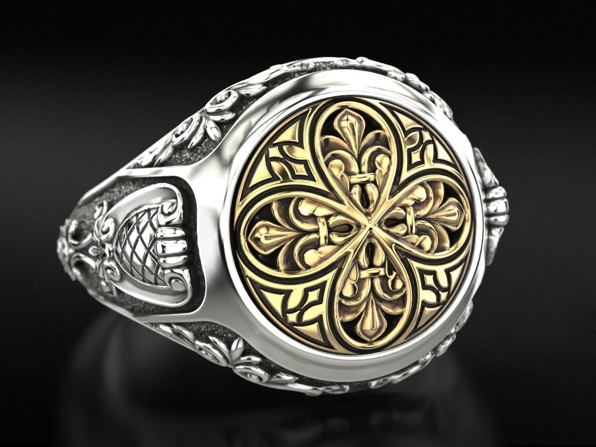 Antique patterned ring 709 3D print model_2