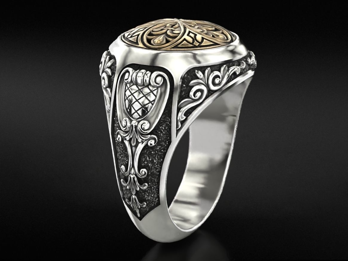 Antique patterned ring 709 3D print model_8