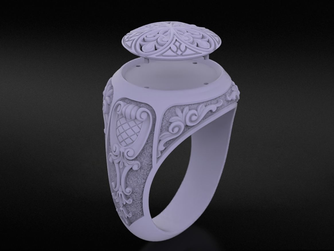 Antique patterned ring 709 3D print model_9