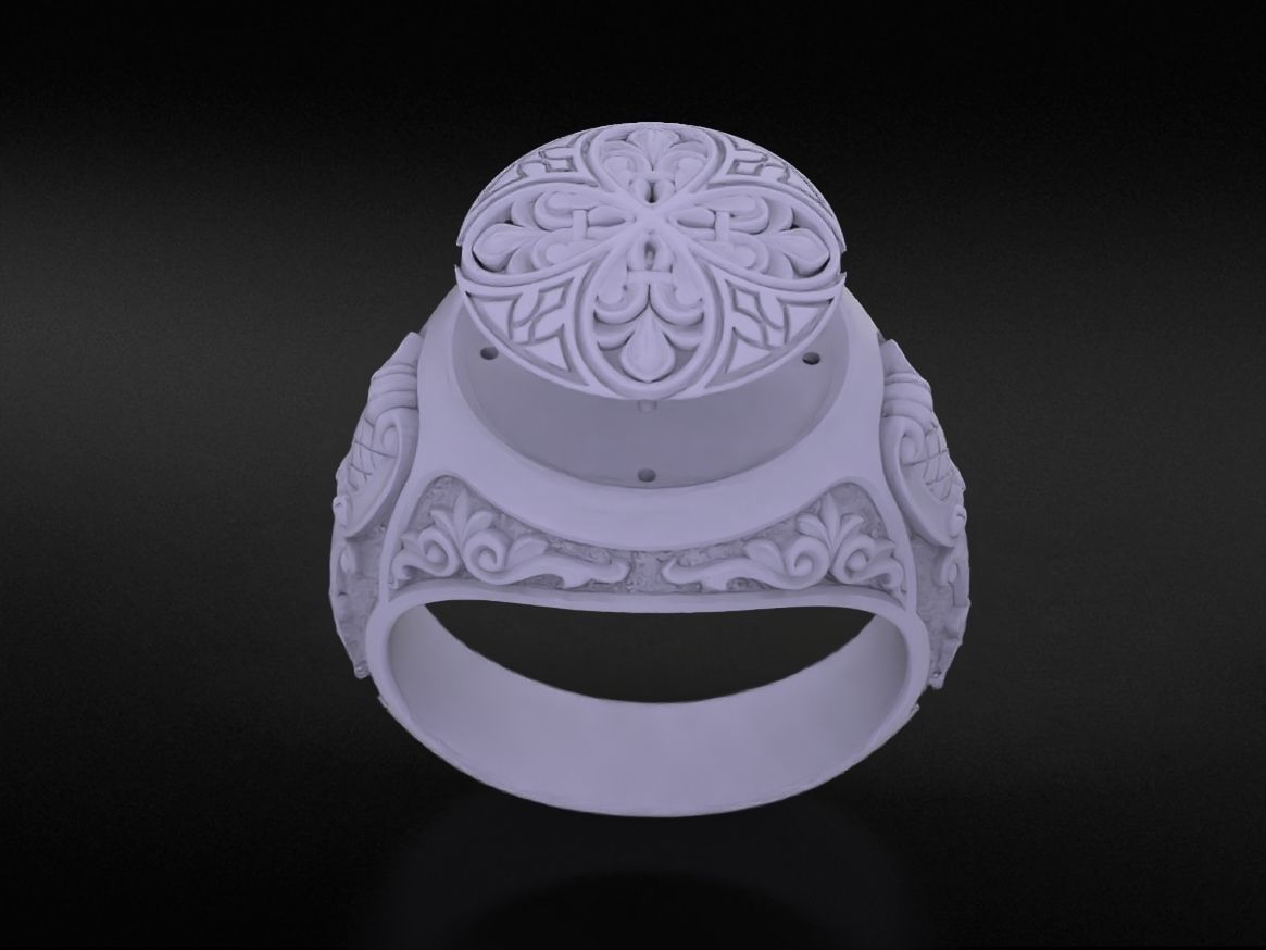 Antique patterned ring 709 3D print model_10