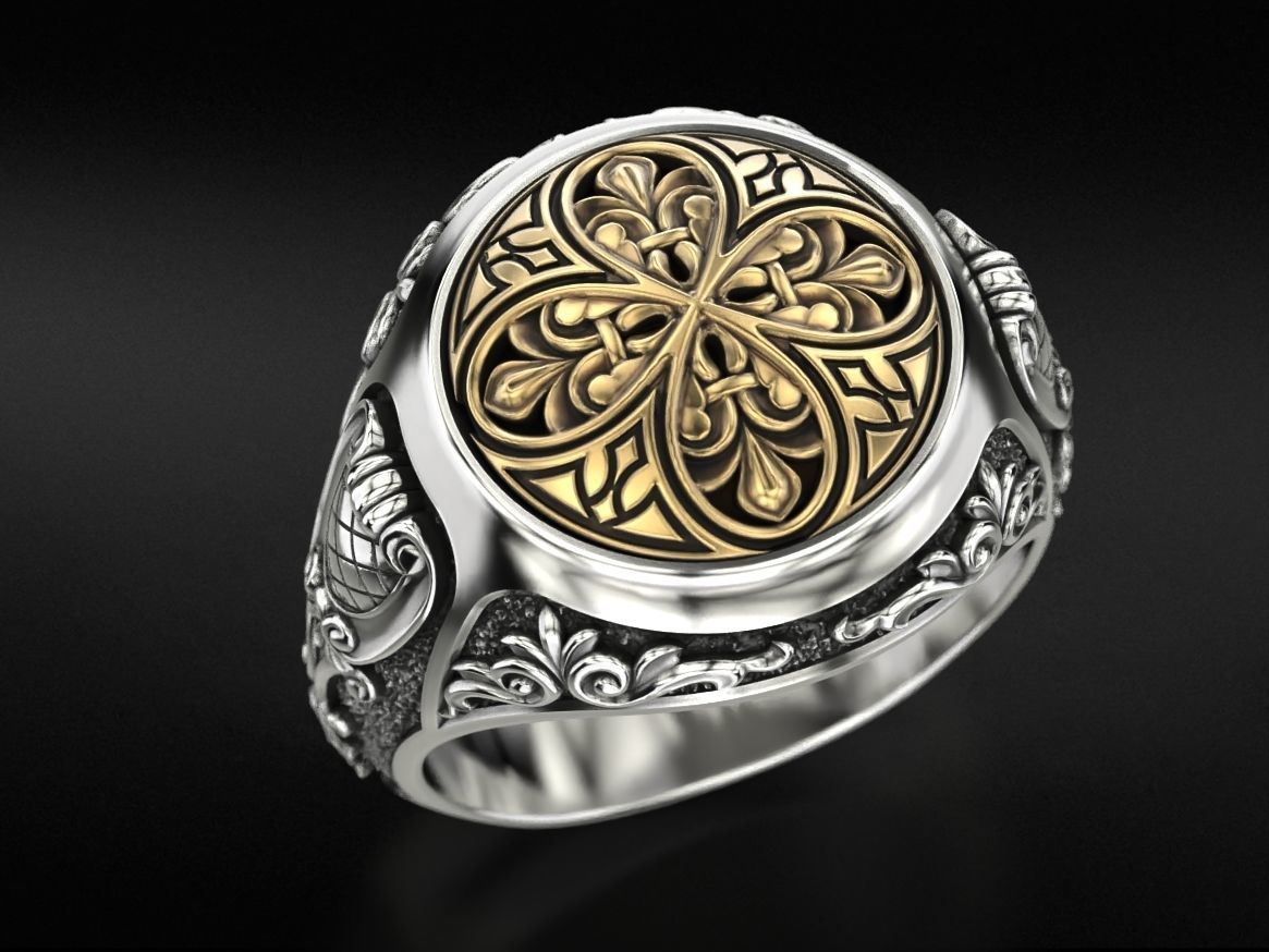 Antique patterned ring 709 3D print model_1