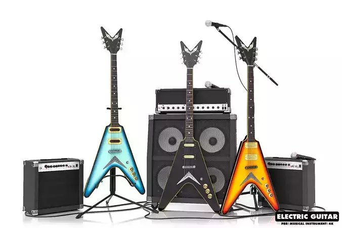 Electric Guitar Part 6 Low-poly 3D model