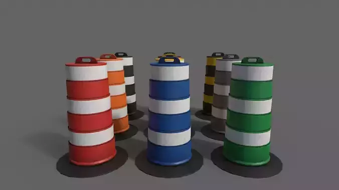 PBR Traffic Drum Barrel Clean-Dirty Low-poly 3D model