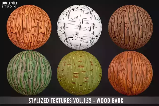Stylized Bark Wood Vol 152 - Hand Painted Textures