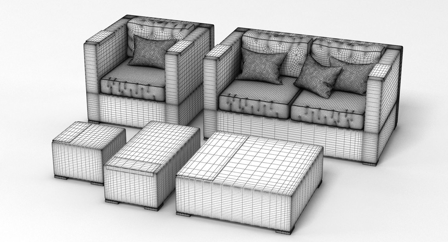 Dedon Garden Furniture Set 3D model_10
