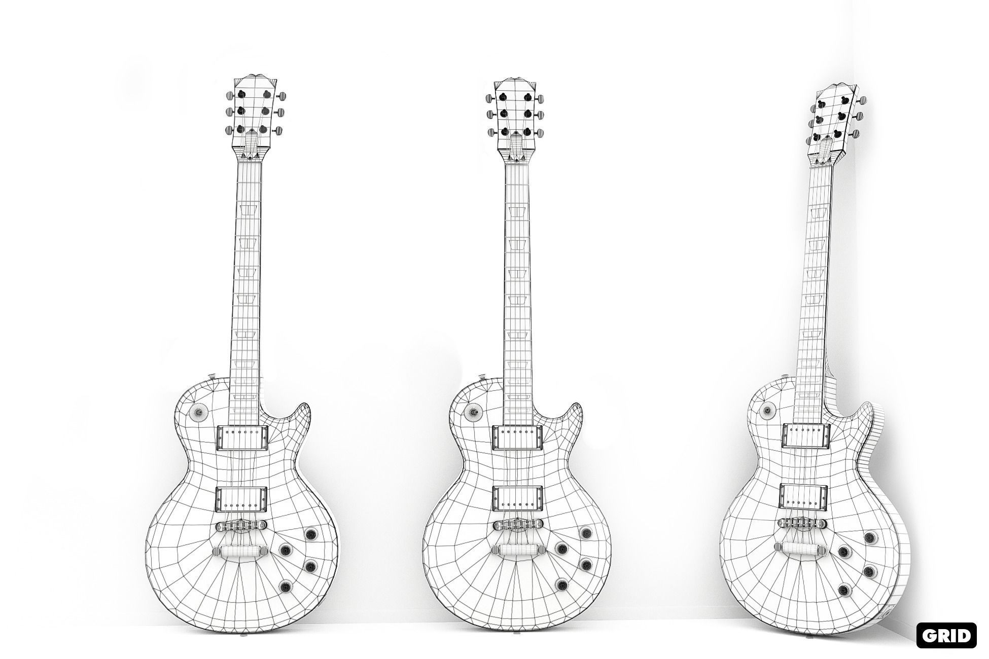 Electric Guitar Part 3 Low-poly 3D model_8