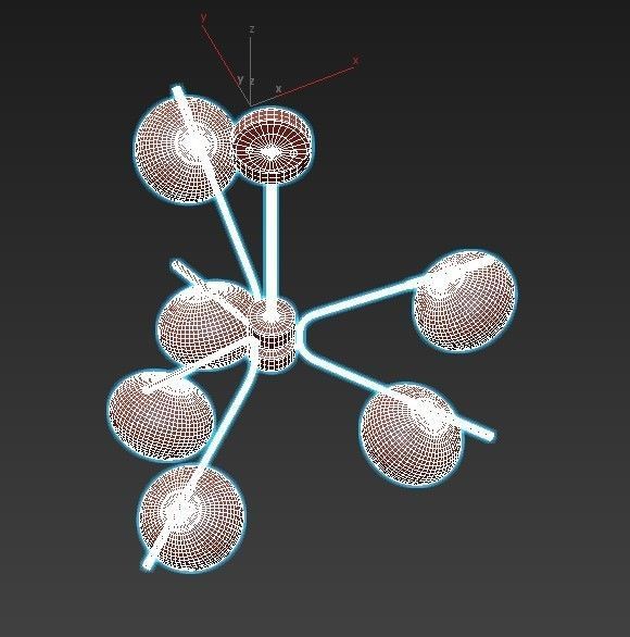 levity six light chandelier with globes 3D model_2